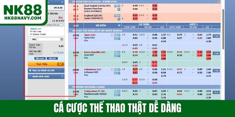 Cá cược thể thao thật dễ dàng